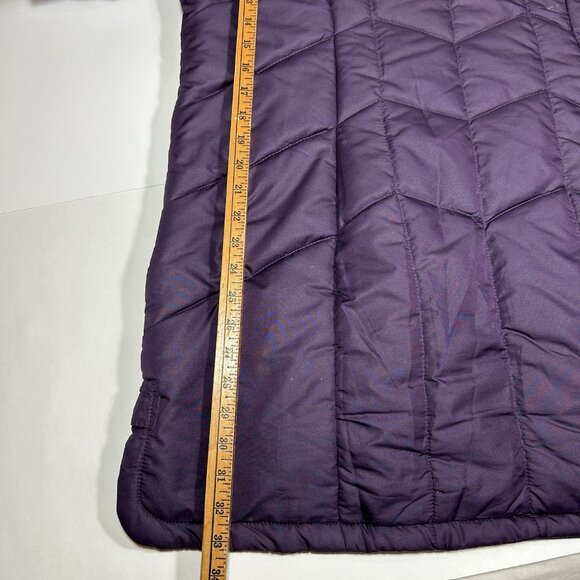 Catherines Women Puffer Jacket Purple Chevron Coat Zip Up Hooded Faux Fur Sz 0X - Picture 13 of 13